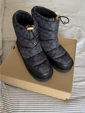 Coach Quilted Monogram Bootie - Dark Gray/Black